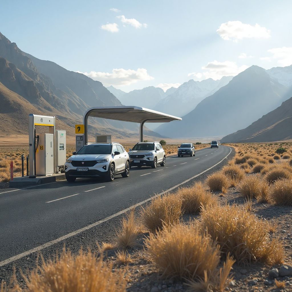 Estación de carga en ruta nacional