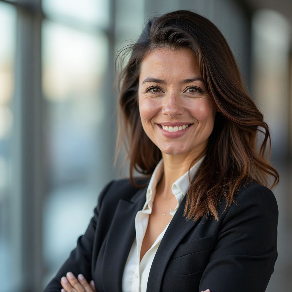 Retrato profesional de Carolina Mendoza, Directora Financiera